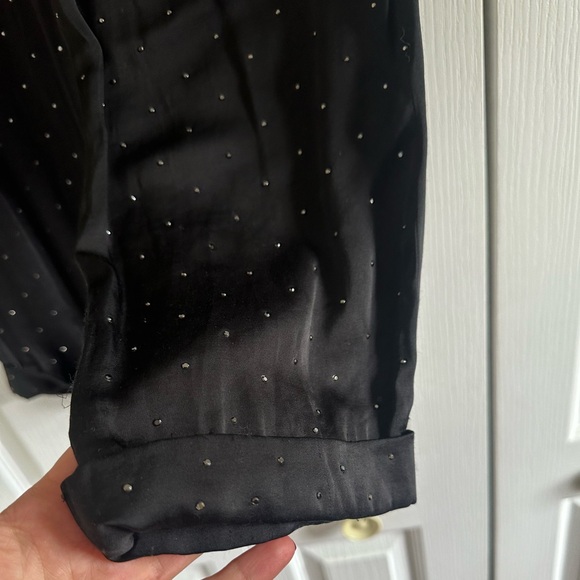 BCBGMaxAzria Black Satin Studded Capri Pants - Picture 5 of 6